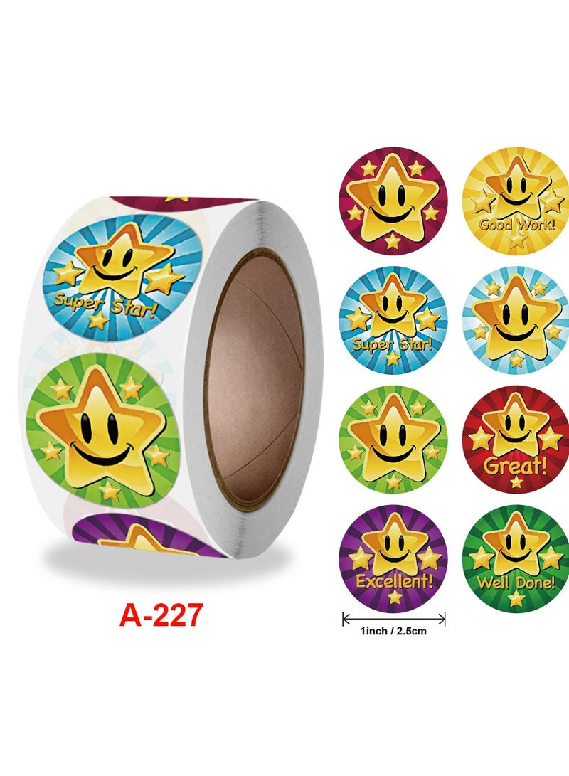 Reward Stickers for Teachers 6 rolls 3000pcs Star Reward Stickers Roll for Kids Teacher Adults Parents Classroom School Work Study Training Award Gifts，Motivational Stickers