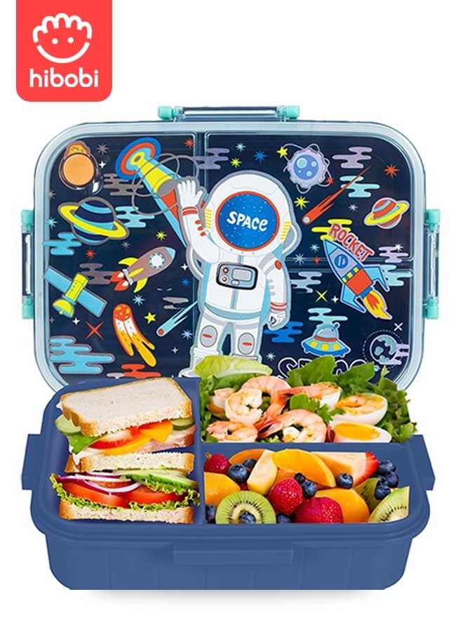 hibobi Kids Bento Lunch Box - Astronaut Blue, Microwave/Dishwasher Safe - Image 1