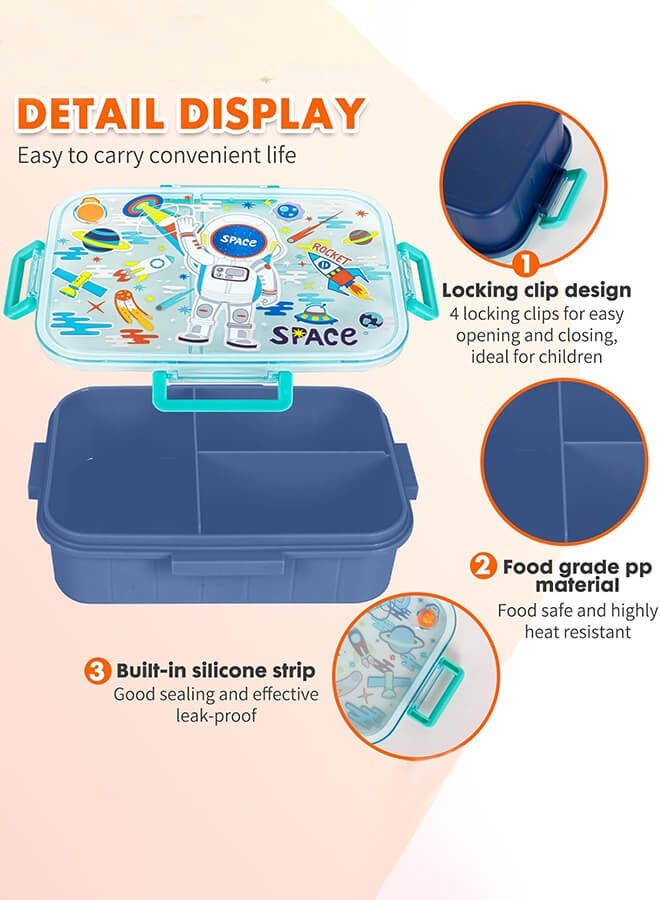 hibobi Kids Bento Lunch Box - Astronaut Blue, Microwave/Dishwasher Safe - Image 4