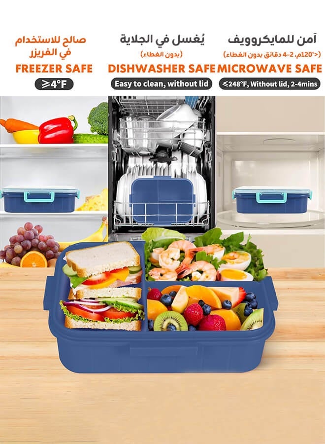 hibobi Kids Bento Lunch Box - Astronaut Blue, Microwave/Dishwasher Safe - Image 3