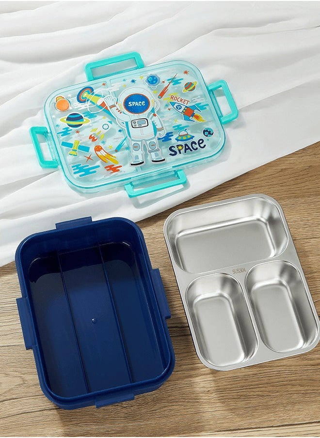 hibobi - Kids Lunch Box Stainless Steel Bento Box - Astronaut Blue - Image 1