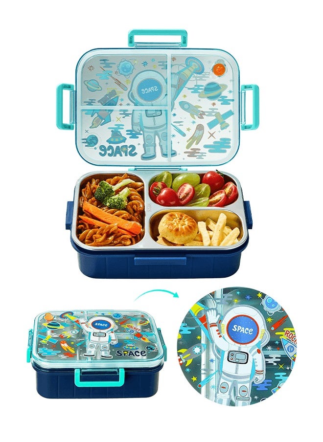 hibobi - Kids Lunch Box Stainless Steel Bento Box - Astronaut Blue - Image 1
