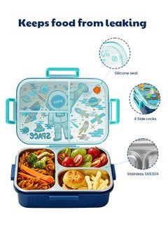 hibobi Kids Lunch Box Stainless Steel Bento Box - Astronaut Blue  - Image 5
