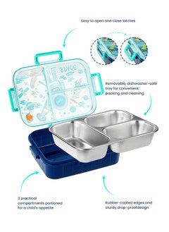 hibobi Kids Lunch Box Stainless Steel Bento Box - Astronaut Blue  - Image 4