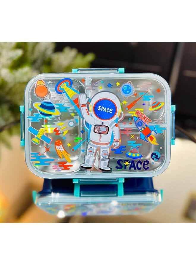 hibobi - Kids Lunch Box Stainless Steel Bento Box - Astronaut Blue - Image 1