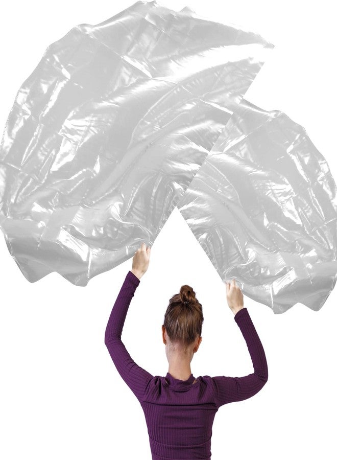 XIHIRCD 2Pcs Half Circle Worship Flag, 140x92cm Dance Flags with 2 Telescopic Rods Shiny Praise Flag Smooth Worship Banner Metallic Shine Praise Flag for Dance Church (Silver) - Image 1