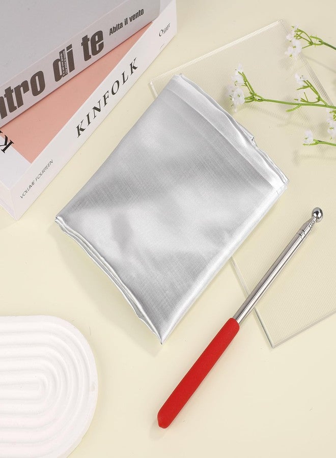 XIHIRCD 2Pcs Half Circle Worship Flag, 140x92cm Dance Flags with 2 Telescopic Rods Shiny Praise Flag Smooth Worship Banner Metallic Shine Praise Flag for Dance Church (Silver) - Image 3