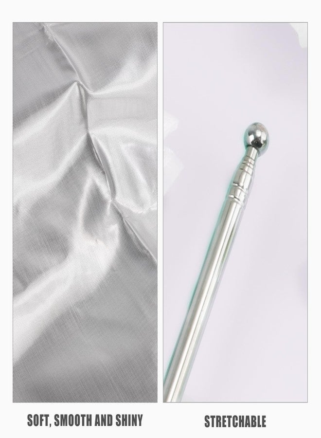 XIHIRCD 2Pcs Half Circle Worship Flag, 140x92cm Dance Flags with 2 Telescopic Rods Shiny Praise Flag Smooth Worship Banner Metallic Shine Praise Flag for Dance Church (Silver) - Image 4