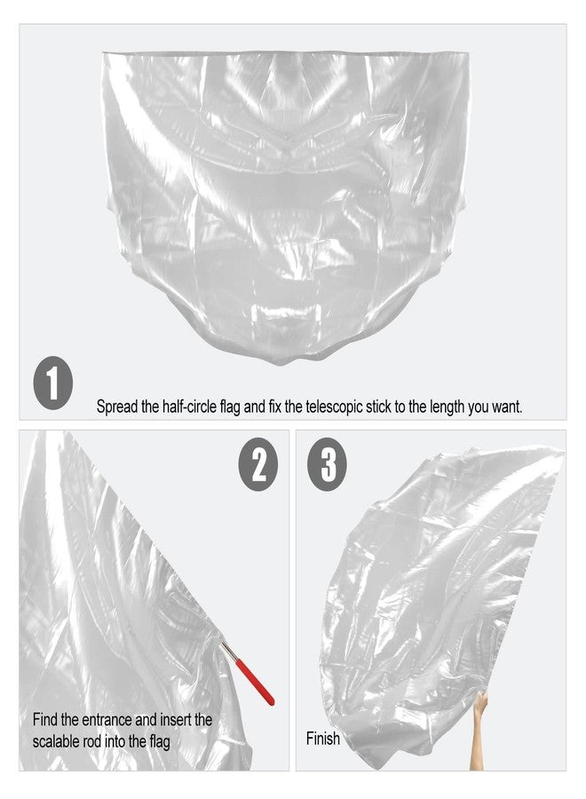 XIHIRCD 2Pcs Half Circle Worship Flag, 140x92cm Dance Flags with 2 Telescopic Rods Shiny Praise Flag Smooth Worship Banner Metallic Shine Praise Flag for Dance Church (Silver) - Image 5