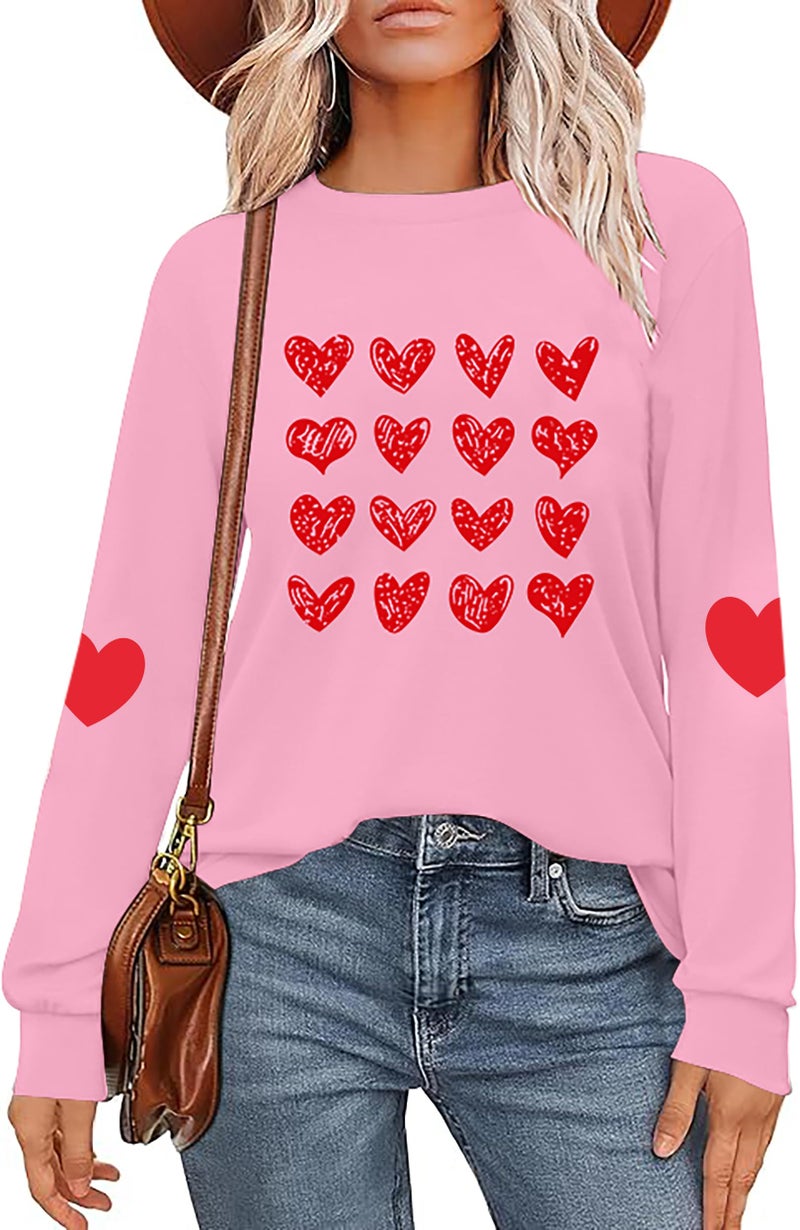 CAZYCHILD Valentines Day Shirt for Women: Love Heart Graphic Long Sleeve Valentine Pullover Tops Casual Valentines Gifts - Image 1