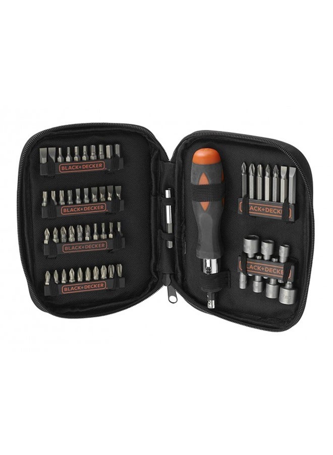 BLACK+DECKER 56 Pieces Ratchet Scewdriver Set, A7104-Xj, Black/Orange - Image 1
