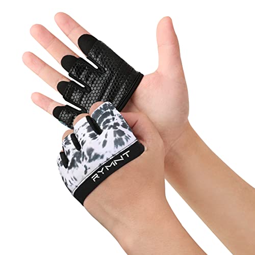 RYMNT Minimal Workout Gloves,Short Micro Weight Lifting Gloves Grip Pads with Full Palm Protection & Extra Grip for Men Women Weightlifting,Gym,Cross Training,Powerlifting,WODs.Tie Dye White.Large - Image 2