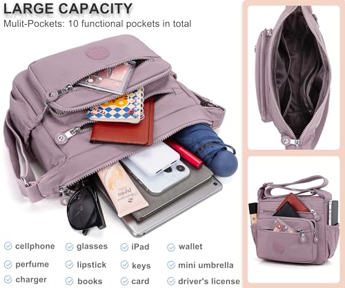 Pealwel Women Shoulder Handbag Roomy Multiple Pockets Bag Ladies Crossbody Purse Tote Top Handle Satchel(Pink) - Image 5