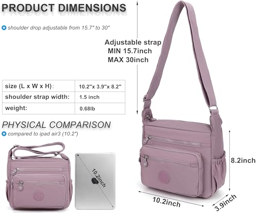 Pealwel Women Shoulder Handbag Roomy Multiple Pockets Bag Ladies Crossbody Purse Tote Top Handle Satchel(Pink) - Image 3