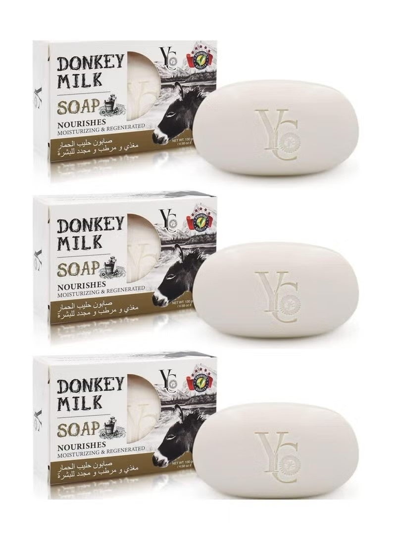 YC Donkey Milk Soap, 130g Bar, Pack of 3 - Image 1