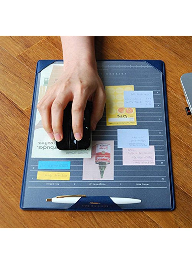 Starsouce MultiPurpose PU Leather Mouse Mat NonSkid Gaming Mouse Pad Desktop Protector Office Home Writing Pad Planner Organizer Pad with Pen Loop and Transparent Sheet for Notes Memo todo List  - Image 1