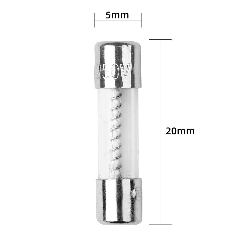 COMPSTUDIO 10Pcs T3.15AL250V 5x20mm 3.15A 250V Slow Blow Fuse T3.15AL Glass Slow-Acting Time-delay Fuse (3/16 in x 3/4 in) - Image 3
