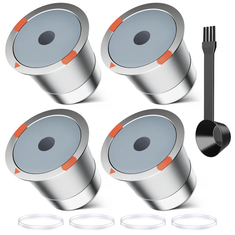 NOALTO Reusable k Cups for keurig 2.0 1.0,Universal stainless steel Refillable k Cups Filter Use for Keurig all most of coffee Makers brewers(4pack)â€¦ - Image 1