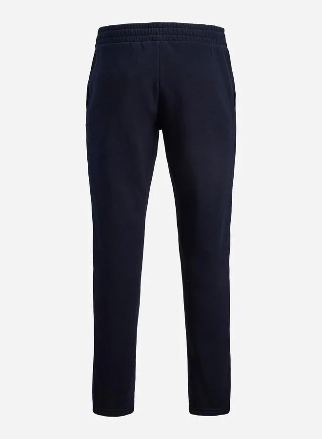 JACK & JONES Navy Cotton Blend Solid Joggers