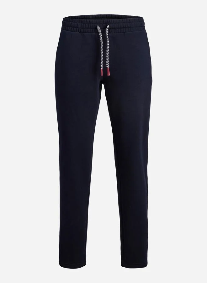 JACK & JONES Navy Cotton Blend Solid Joggers