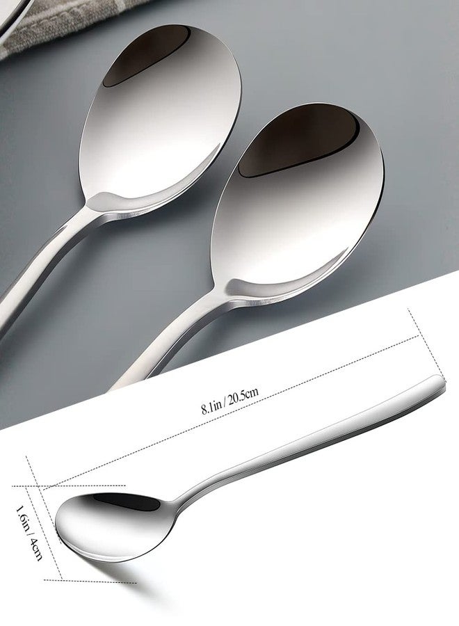 AYFDISHS Korean Spoon, 6 Pieces Soup Spoons Stainless Steel, Korean Spoons with Long Handles, 8 Inch Rice Spoon Dinner Spoon Table Spoon Flatware Set for Home, Kitchen, or Restaurant - Image 2