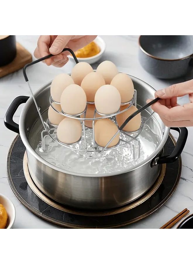 2pcs Stainless Steel Foldable Egg Steamer Rack With Handle 3 Tier Tripod Design For Pressure Cooker Secure And Easy To Clean Kitchen Gadget For Perfectly Cooked Eggs Pressure Cooker Accessory Sleek Metal Finish - Image 5
