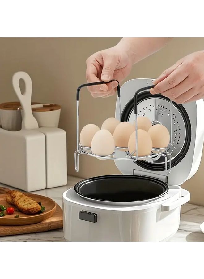2pcs Stainless Steel Foldable Egg Steamer Rack With Handle 3 Tier Tripod Design For Pressure Cooker Secure And Easy To Clean Kitchen Gadget For Perfectly Cooked Eggs Pressure Cooker Accessory Sleek Metal Finish - Image 2