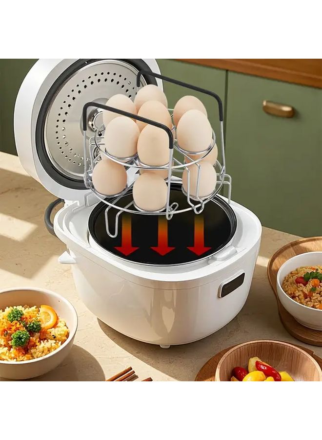 2pcs Stainless Steel Foldable Egg Steamer Rack With Handle 3 Tier Tripod Design For Pressure Cooker Secure And Easy To Clean Kitchen Gadget For Perfectly Cooked Eggs Pressure Cooker Accessory Sleek Metal Finish - Image 4