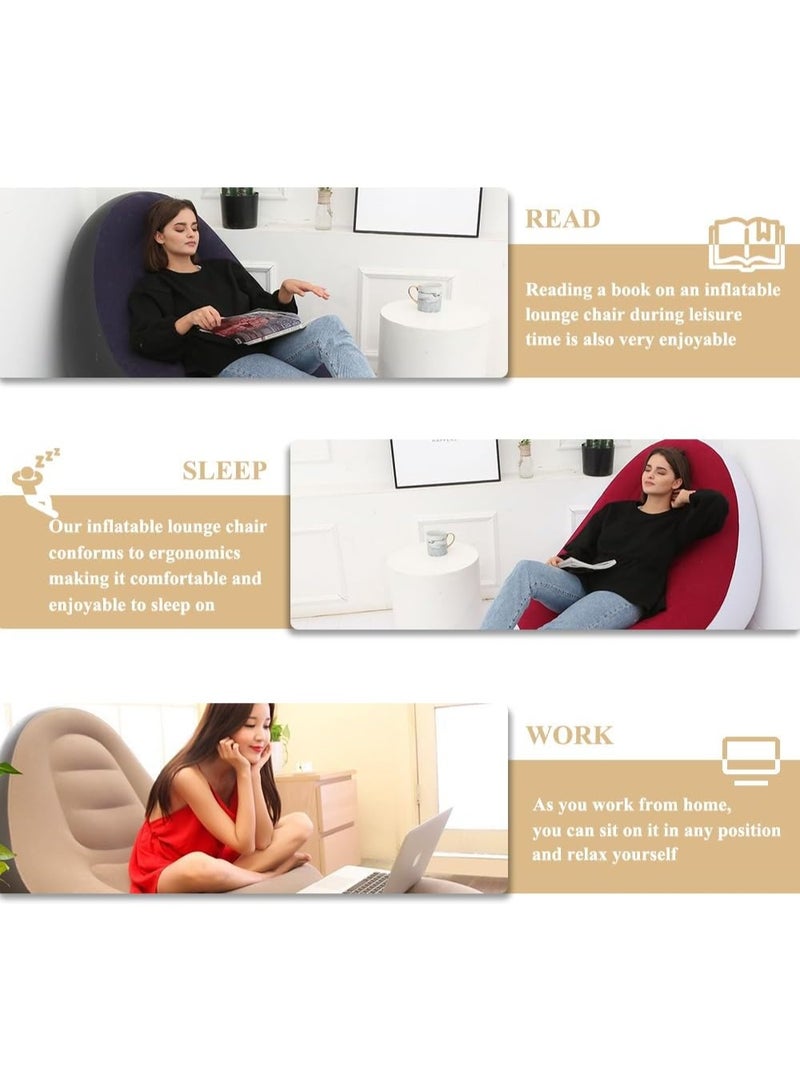 Eworld Inflatable Sofa Lounge Chair with Footrest & Air Pump | Portable Air Couch for Gaming, Reading, Movies, Outdoor Travel, Camping & Picnic - Image 4