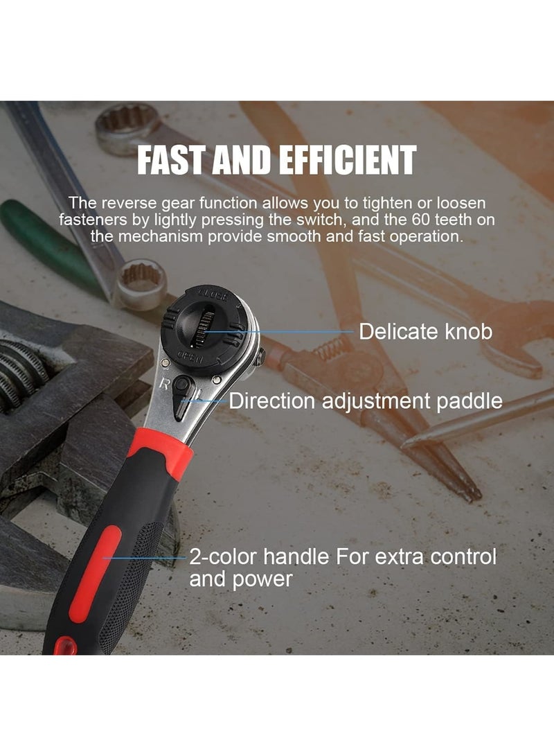 SOLARAE Adjustable Ratcheting Wrench, Multifunction Spanner Tool with Non-slip Handle, Universal lever with Rotating Head for 6-22mm Screw, Socket Wrench for Home and Car Repair - Image 5