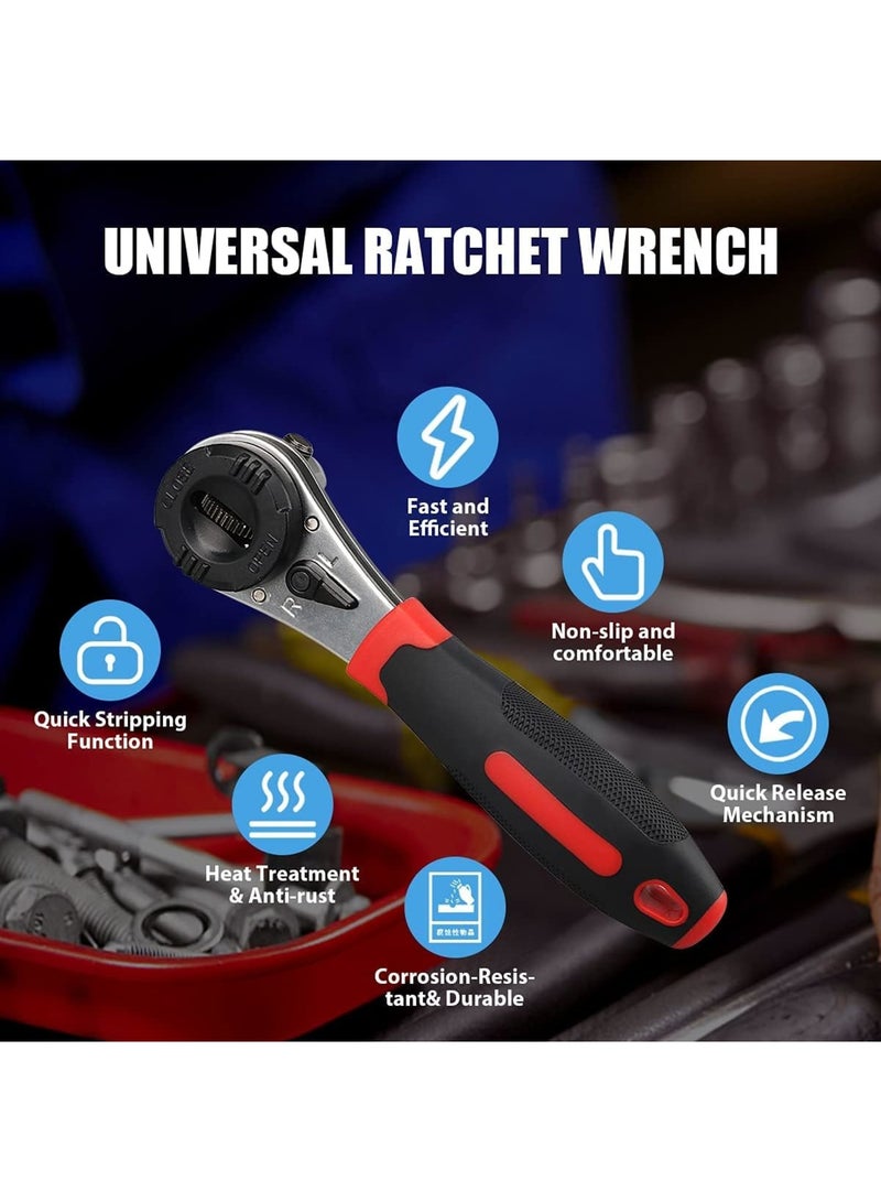 SOLARAE Adjustable Ratcheting Wrench, Multifunction Spanner Tool with Non-slip Handle, Universal lever with Rotating Head for 6-22mm Screw, Socket Wrench for Home and Car Repair - Image 2