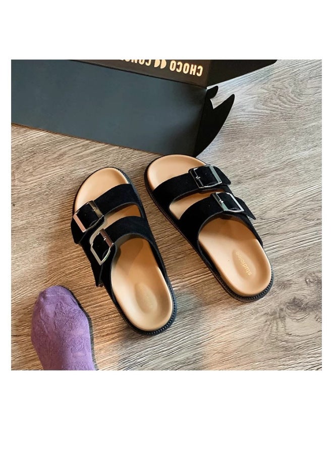 Summer Thick-soled Birkenstock Sandals For Women's Outer Wear New Retro Casual Belt Buckle Open-toe Slippers
