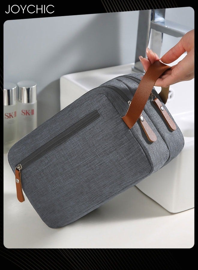 Joychic Large Capacity Oxford Toiletry Bag Outdoor Travel Waterproof Storage Bag Portable Organizer Wet and Dry Separation for Women and Men Grey - Image 2