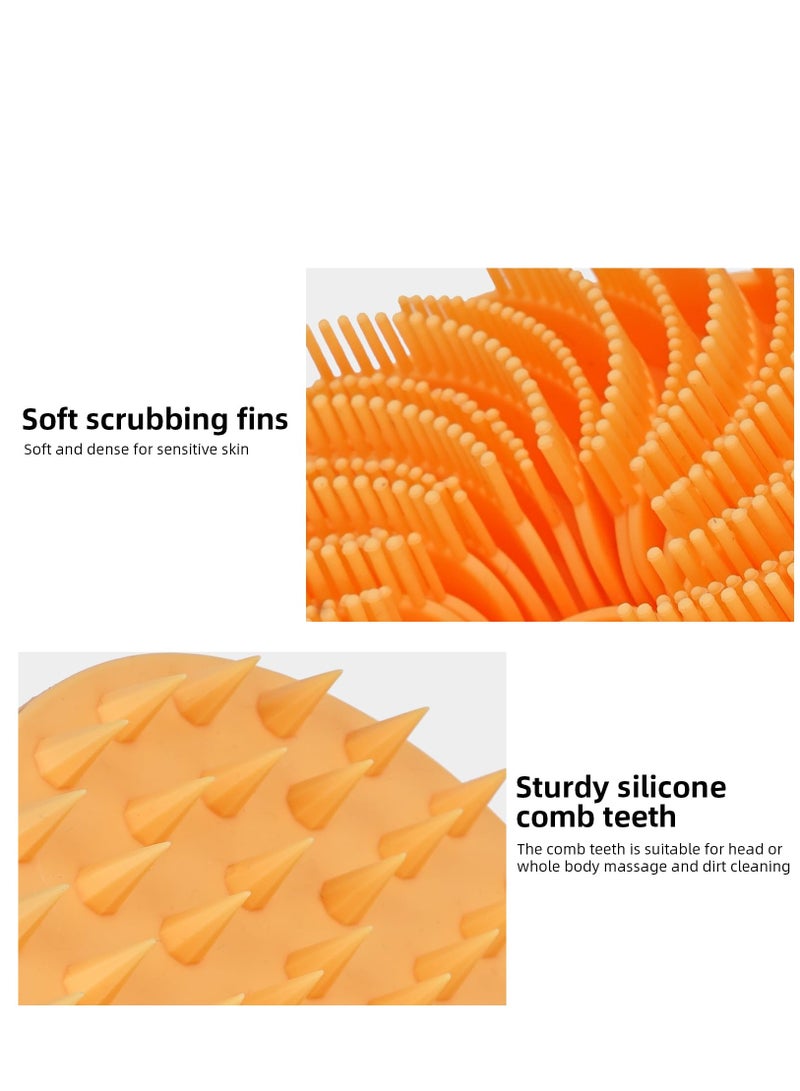 KASTWAVE Back Scrubber Silicone Shower Body Brush, Exfoliating Body Scrubber Bath Wash Brush Gentle Exfoliating for Women Men Body Sensitive Skin Shower Spa Massage (Orange) - Image 3