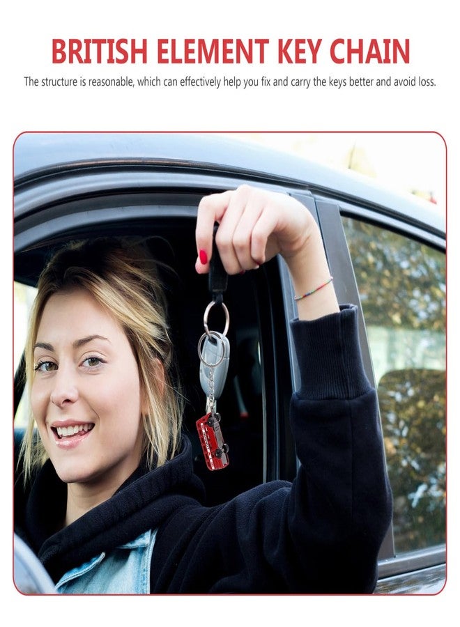 أموسفون مجموعة مفاتيح تذكارية من أموسفن، 4 قطع، مستوحاة من معالم لندن الثقافية البريطانية، مصنوعة من المعدن، تتضمن نماذج مصغرة لحافلات لندن، وأكشاك الهاتف، وساعات بيغ بن، وصناديق البريد. - Image 3