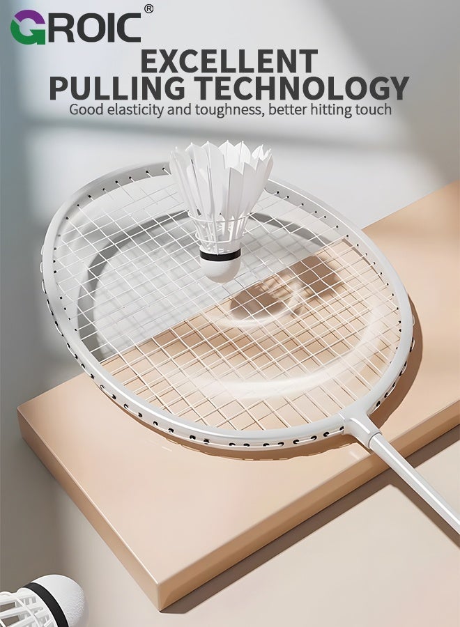 GROIC مجموعة مضارب الريشة، مدرب الريشة، معدات ممارسة الريشة، مجموعة معدات تدريب الريشة مع 2 مضرب ريشة، 3 كرات ريشة، 2 شريط استبدال، 1 حقيبة حمل - Image 3