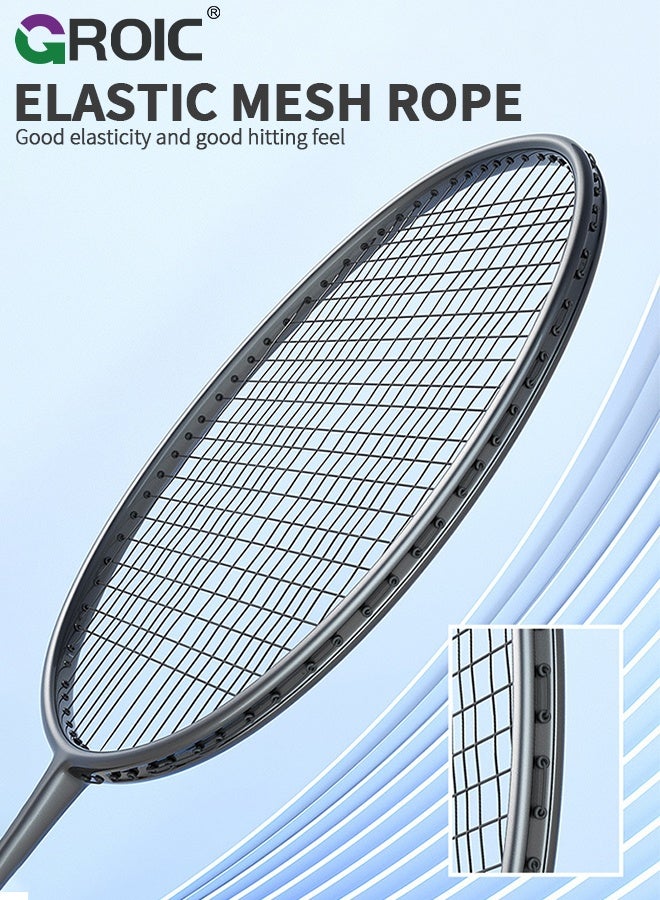 GROIC مجموعة مضارب الريشة، مدرب الريشة، معدات ممارسة الريشة، مجموعة معدات تدريب الريشة مع 2 مضرب ريشة، 3 كرات ريشة، 2 شريط استبدال، 1 حقيبة حمل - Image 5