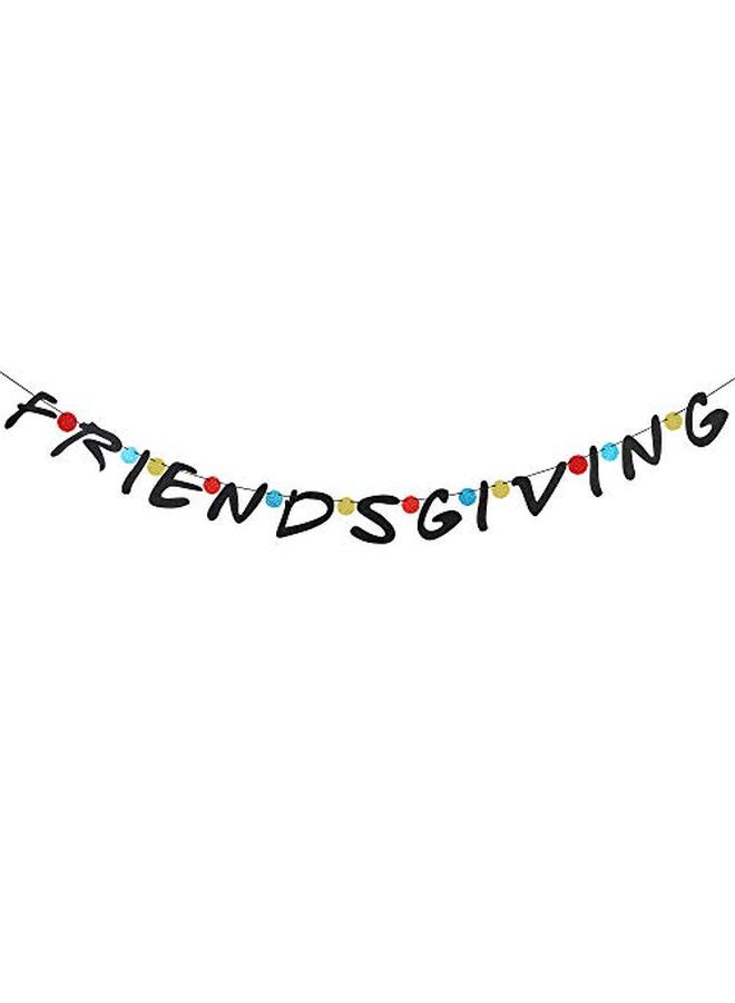 LeeSky Friendsgiving Party Decorations Friendsgiving Banner Black Glitter Thanks Giving Day Banner Friendsgiving Decorations Friendsgiving Supplies Funny Thanksgiving - Image 1