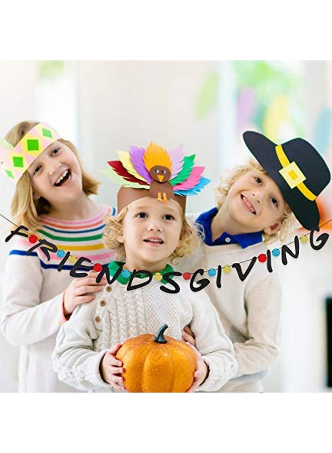 LeeSky Friendsgiving Party Decorations Friendsgiving Banner Black Glitter Thanks Giving Day Banner Friendsgiving Decorations Friendsgiving Supplies Funny Thanksgiving - Image 4
