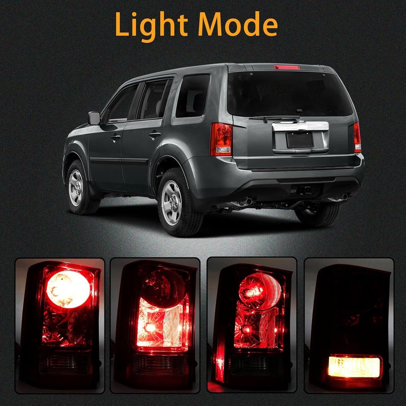MiKaFex Tail Light Assembly for 2009-2015 Honda Pilot - Left Driver Side Rear Brake Lamp with Bulb and Wiring Harness - Image 4