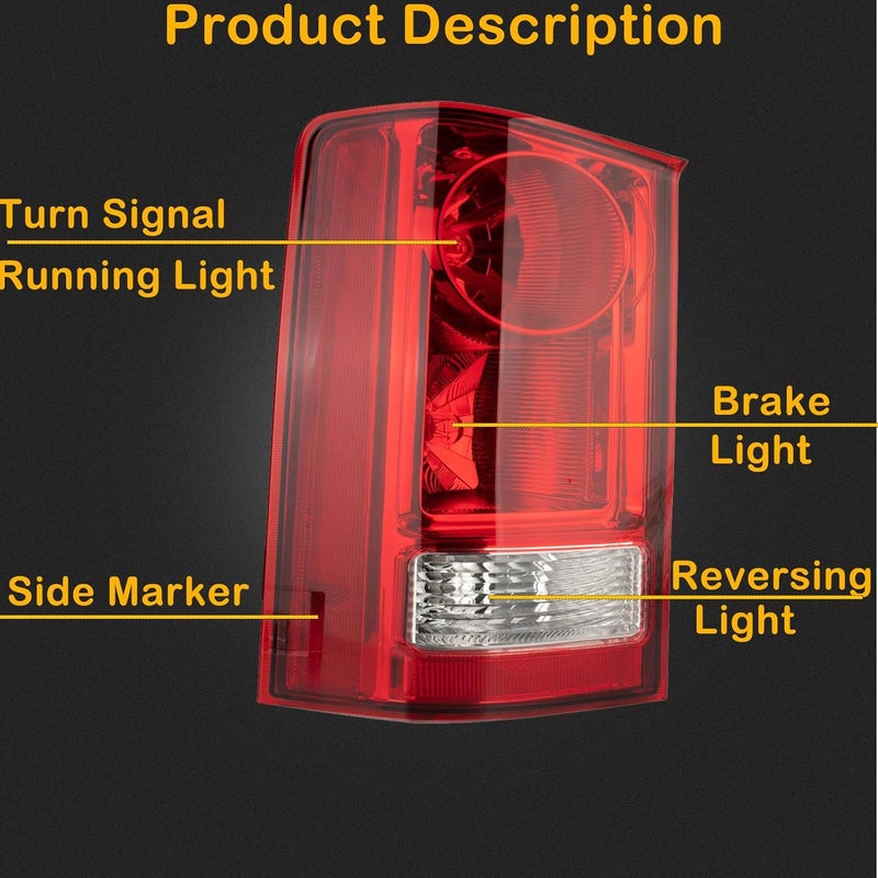 MiKaFex Tail Light Assembly for 2009-2015 Honda Pilot - Left Driver Side Rear Brake Lamp with Bulb and Wiring Harness - Image 2