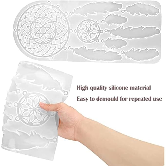 DREAM CATCHER SILICONE MOLDS - DIY RESIN CASTING MOLDS FOR FEATHER PENDANT, WALL HANGING, KIDS BEDROOM DECOR, ART CRAFT - Image 2