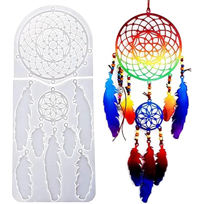 DREAM CATCHER SILICONE MOLDS - DIY RESIN CASTING MOLDS FOR FEATHER PENDANT, WALL HANGING, KIDS BEDROOM DECOR, ART CRAFT - Image 1