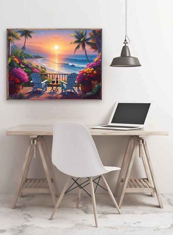 askkqtx Summer Beach Diamond Art Kits for Adults, Diamond Painting Kits for Beginners, DIY 5D Full Drill Crystal Rhinestone Gem Art Craft Home Decor 16x12 Inch - Image 5