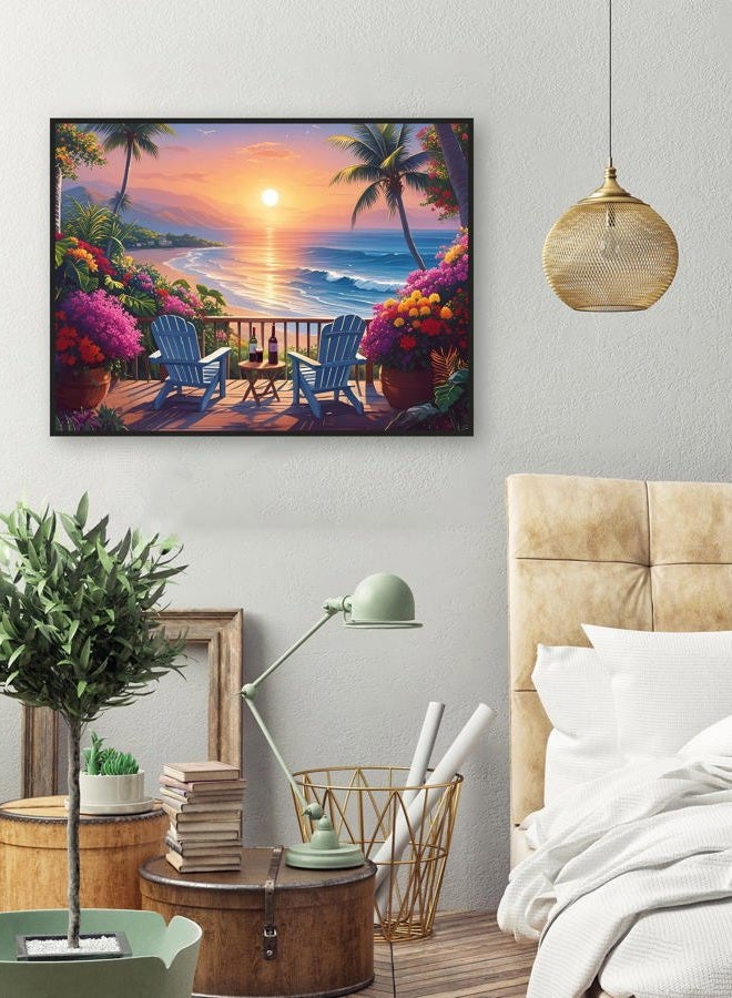 askkqtx Summer Beach Diamond Art Kits for Adults, Diamond Painting Kits for Beginners, DIY 5D Full Drill Crystal Rhinestone Gem Art Craft Home Decor 16x12 Inch - Image 3