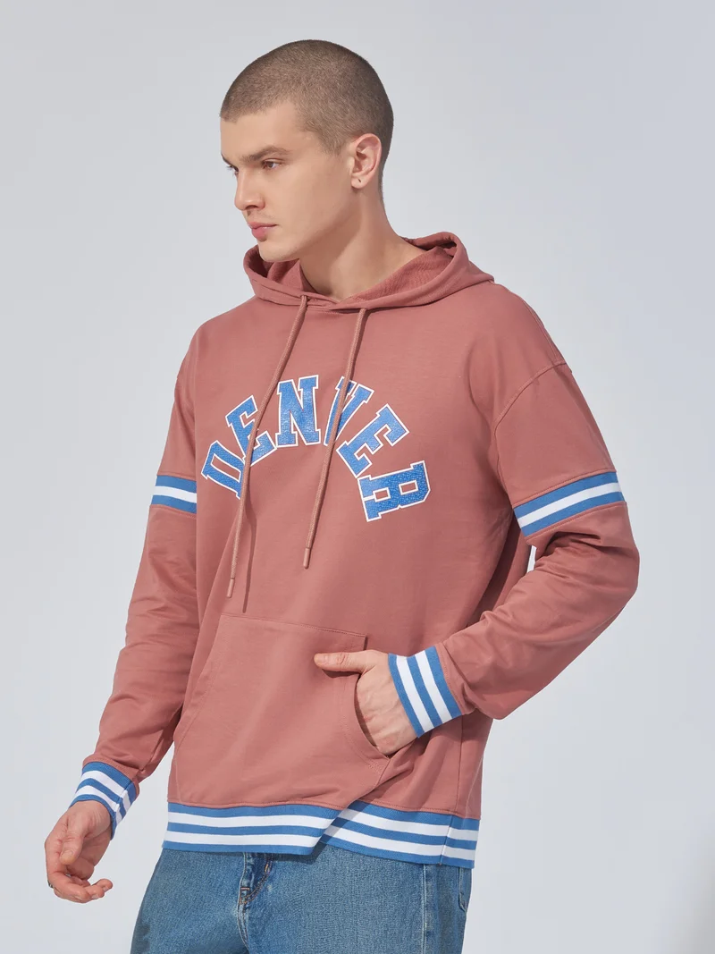 مانياك سويت شيرت قطن مانياك رجالي بطبعة بصل وأزرق بقلنسوة وأكمام كاملة