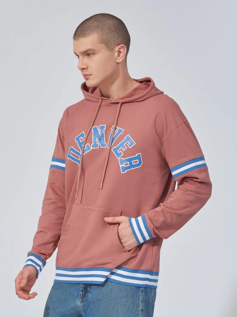 مانياك سويت شيرت قطن مانياك رجالي بطبعة بصل وأزرق بقلنسوة وأكمام كاملة