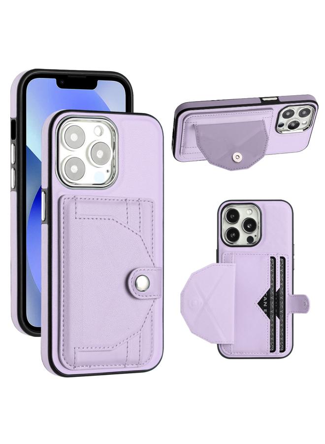 زبون جراب هاتف جلدي مقاوم للصدمات لهاتف iPhone 13 Pro مع حامل بطاقة - Image 1