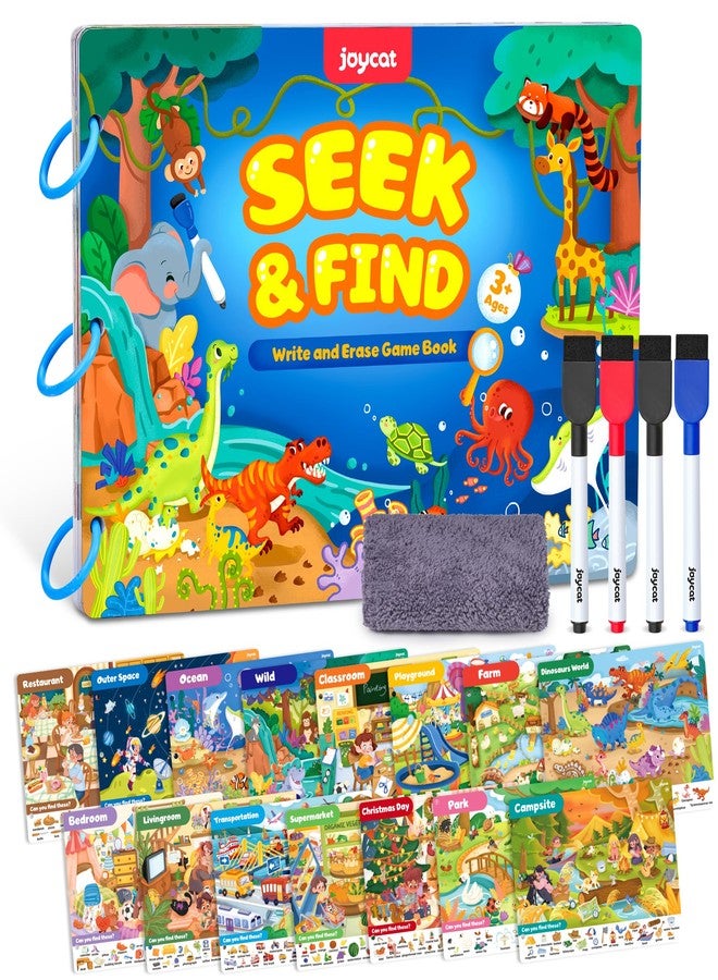 JoyCat Seek & Find Game Books - Preschool Learning Activity for Toddlers & Kids Ages 3-5, Travel Activities Toys for Road Trip Car Airplane, Busy Book, Birthday Gifts for Girls and Boys Ages 4-8 - Image 1