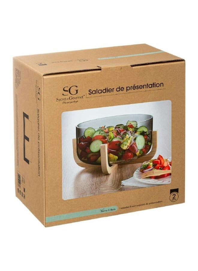 LOFT SALAD BOWL,L28XP28XH14CMS,SMOKY GLASS,NATURAL-173779  - Image 4